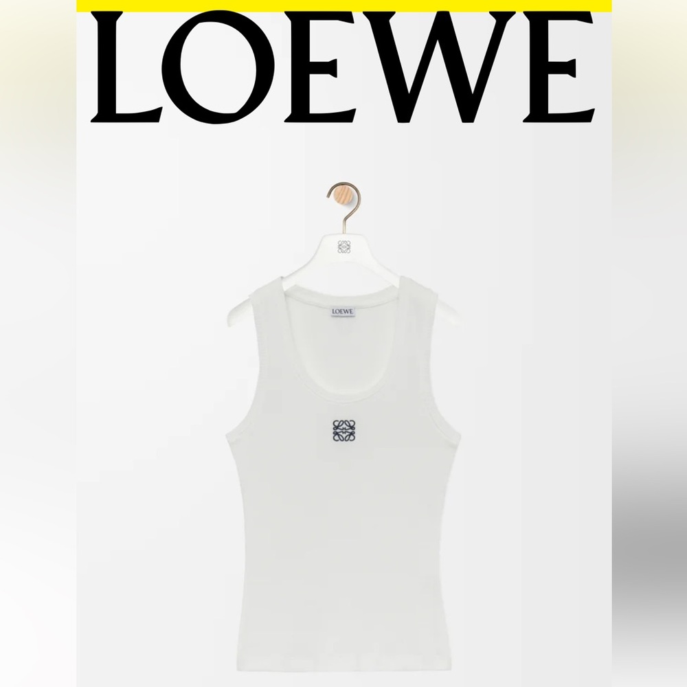 Loewe Anagram Logo White Cotton Tank Top
